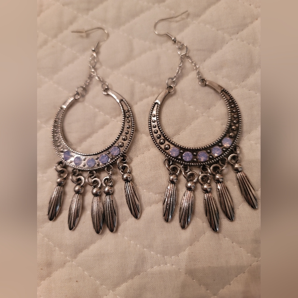 Blue Opal Rhinestone Earrings